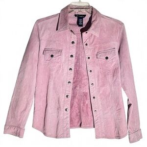 Lightweight Pink Leather Jacket Women’s XS Cowgirl Chic Lightweight Shacket